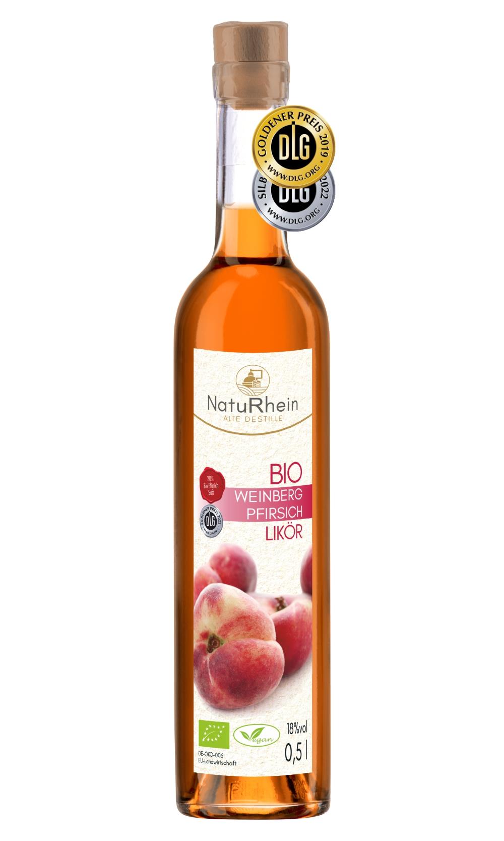 Bio Weinbergpfirsich Likör – sonnige Pfirsichnote, 20 % Bio Saftanteil