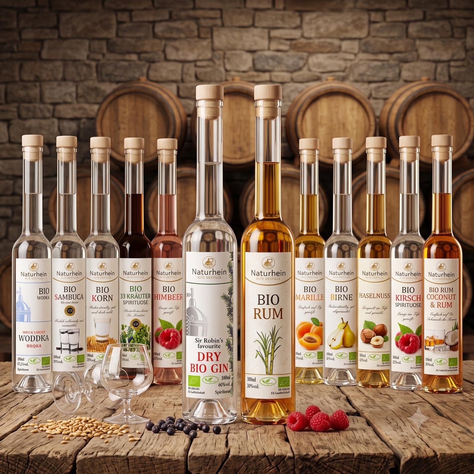 Spirituosen Probierset 12 x 100 ml – 11 Sorten in Bio, Tasting Set vegan Geschenk