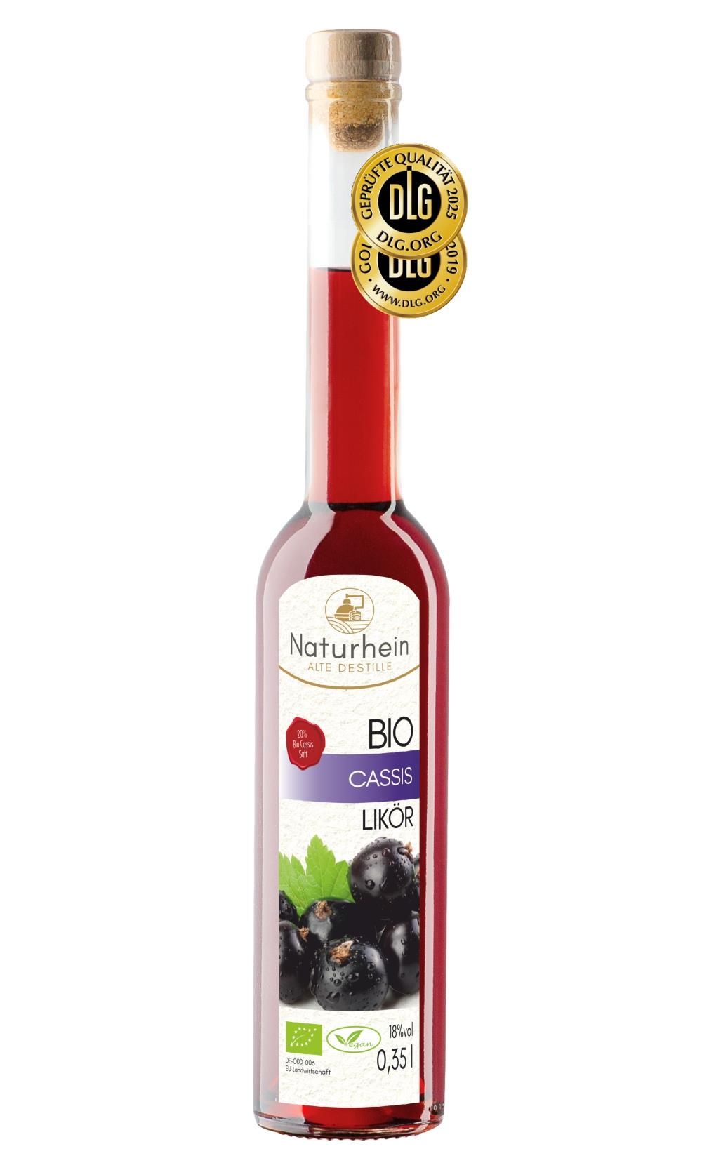 Bio Cassis Likoer. Ausgezeichnet mit der goldenen Medaille der DLG